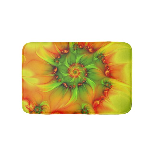 Psychedelic Colourful Modern Abstract Fractal Art Bath Mat (Front)