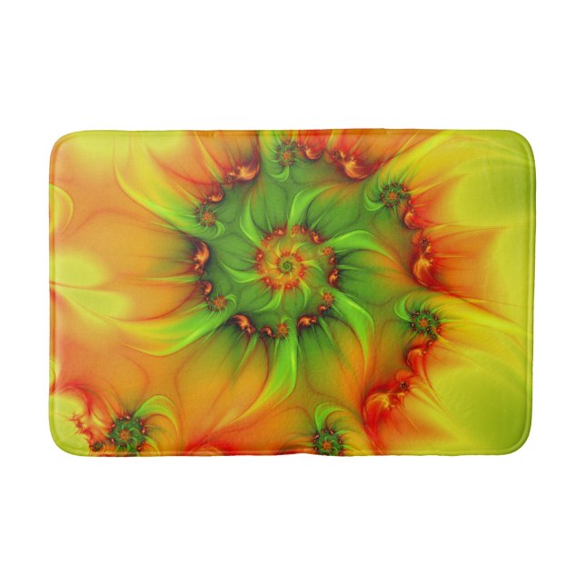 Psychedelic Colourful Modern Abstract Fractal Art Bath Mat (Front)