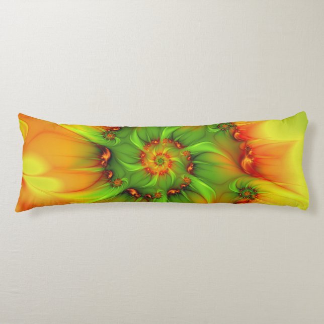 Psychedelic Colourful Modern Abstract Fractal Art Body Cushion (Front)