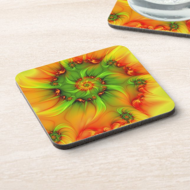 Psychedelic Colourful Modern Abstract Fractal Art Coaster (Left Side)