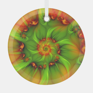 Psychedelic Colourful Modern Abstract Fractal Art Glass Tree Decoration