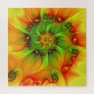 Psychedelic Colourful Modern Abstract Fractal Art Jigsaw Puzzle