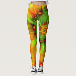 Psychedelic Colourful Modern Abstract Fractal Art Leggings