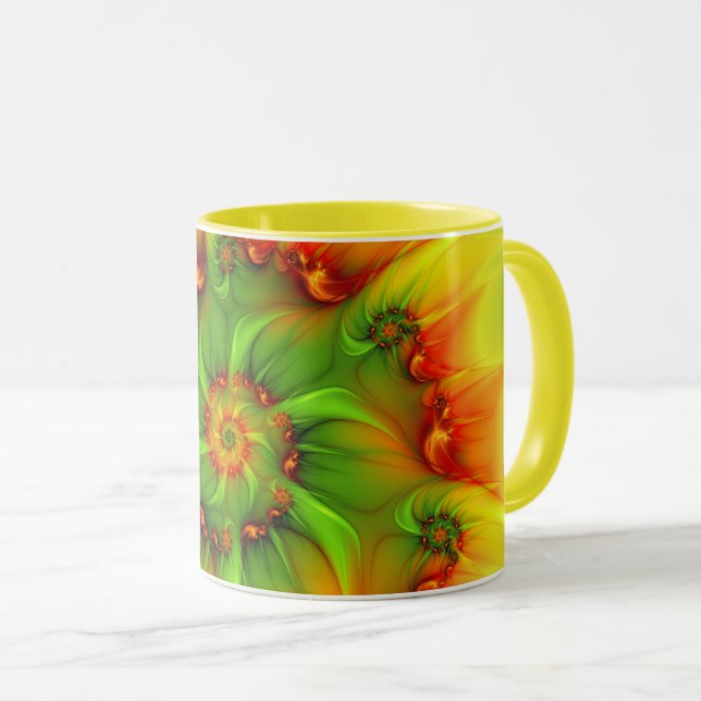 Psychedelic Colourful Modern Abstract Fractal Art Mug (Front Right)