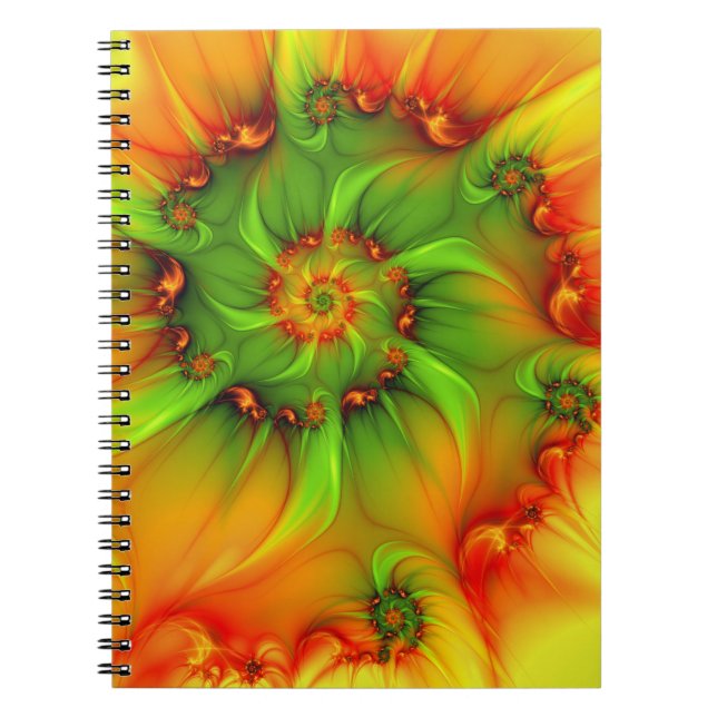 Psychedelic Colourful Modern Abstract Fractal Art Notebook (Front)