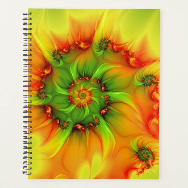 Psychedelic Colourful Modern Abstract Fractal Art Planner (Front)