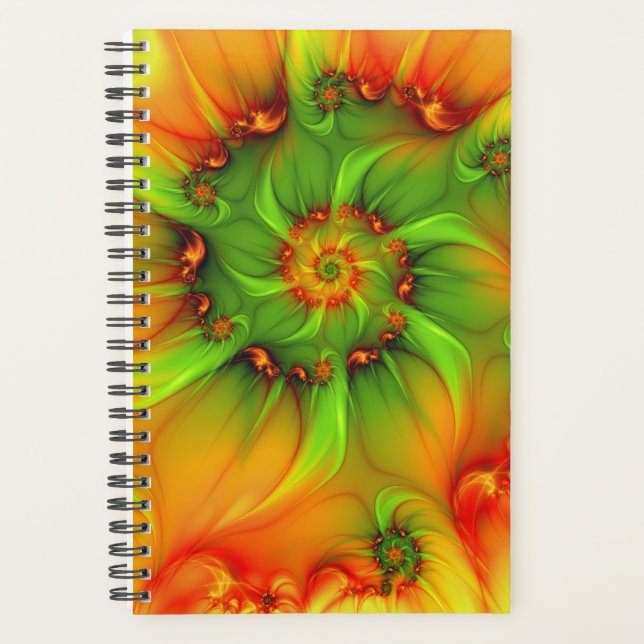 Psychedelic Colourful Modern Abstract Fractal Art Planner (Front)