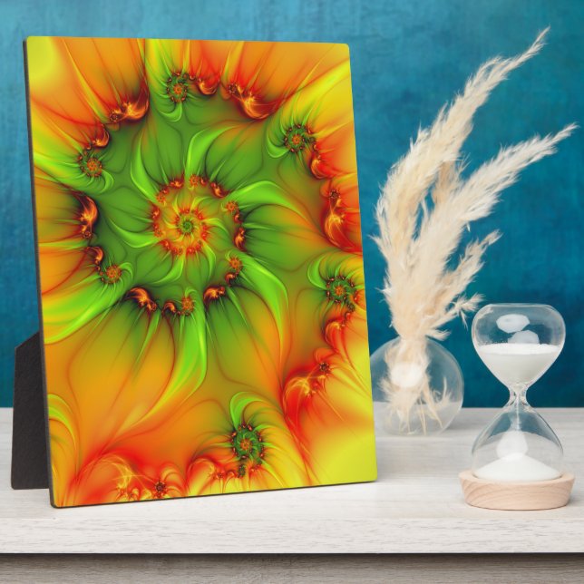 Psychedelic Colourful Modern Abstract Fractal Art Plaque (Side)