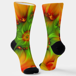 Psychedelic Colourful Modern Abstract Fractal Art Socks