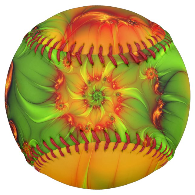 Psychedelic Colourful Modern Abstract Fractal Art Softball (Front)