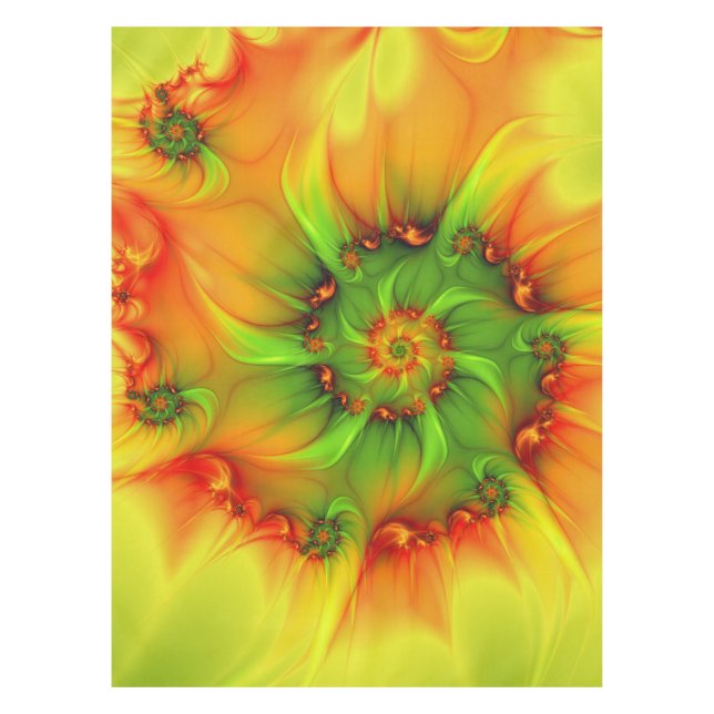 Psychedelic Colourful Modern Abstract Fractal Art Tablecloth (Front)