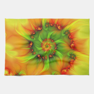 Psychedelic Colourful Modern Abstract Fractal Art Tea Towel