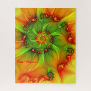 Psychedelic Colourful Modern Abstract Fractal Name Jigsaw Puzzle
