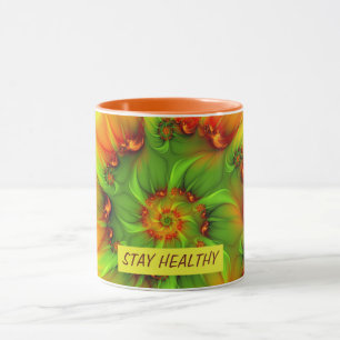 Psychedelic Colourful Modern Abstract Fractal Text Mug