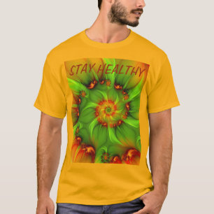 Psychedelic Colourful Modern Abstract Fractal Text T-Shirt