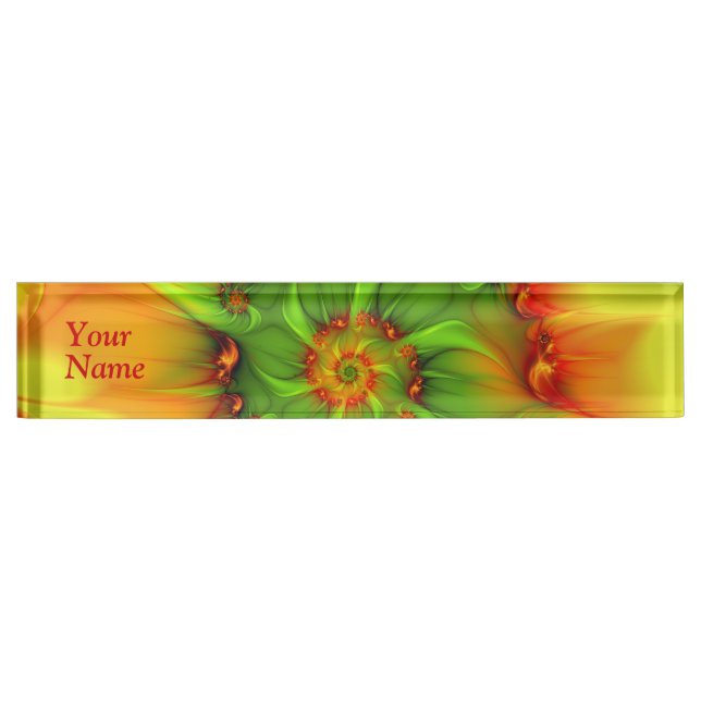 Psychedelic Colourful Modern Abstract Fractal Titl Nameplate (Front)