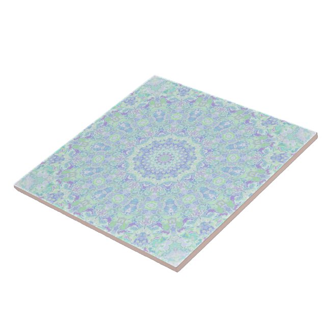 Psychedelic Colourful Pastel Ornate Hippie Mandala Ceramic Tile (Side)