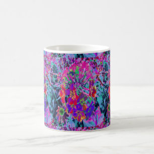 Psychedelic Colourful Red and Purple Flowers Coffee Mug