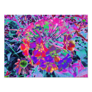 Psychedelic Colourful Red and Purple Flowers Photo Print