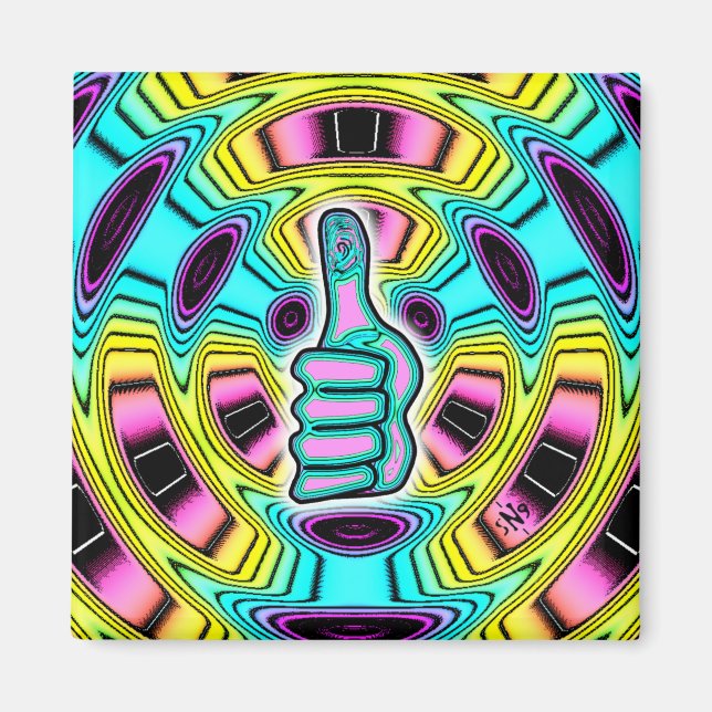 Psychedelic colourful thumbs up v1 magnet (Front)