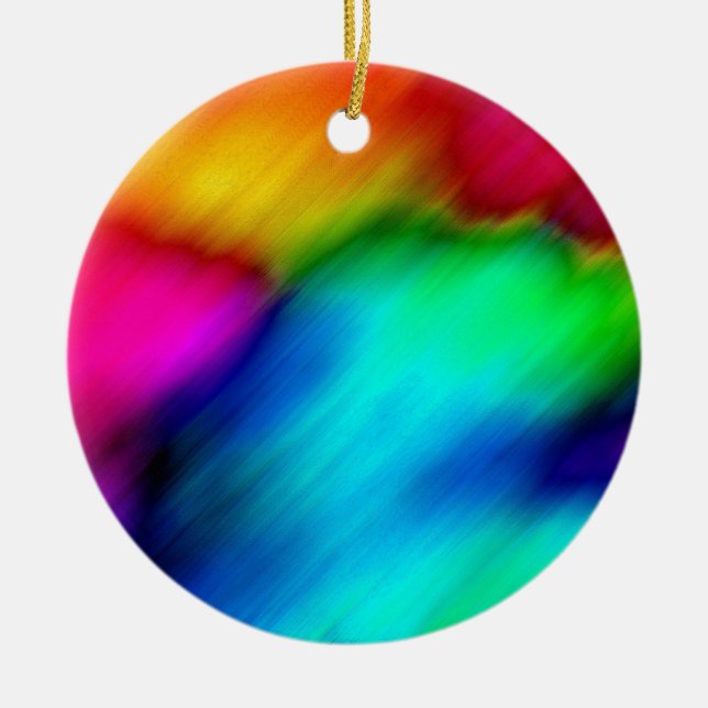 Psychedelic Colours Ceramic Ornament (Front)