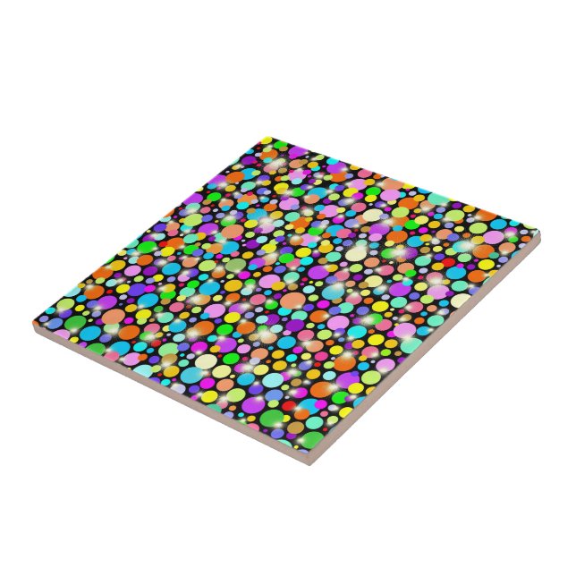 Psychedelic Colours Spheres Ceramic Tile (Side)