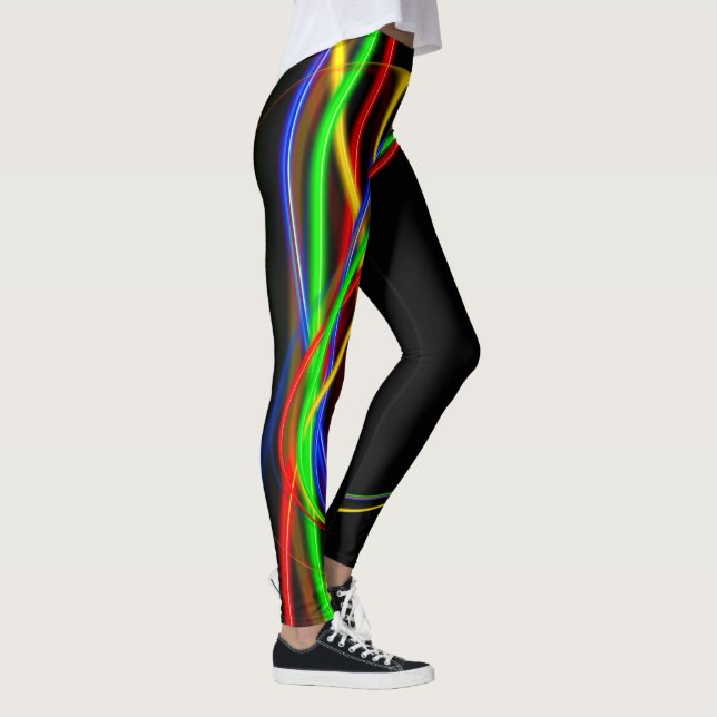 Psychedelic Cool Fractal Neon Glow Abstract Leggings (Right)