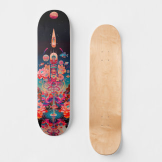 Psychedelic cosmic bloomy trip skateboard