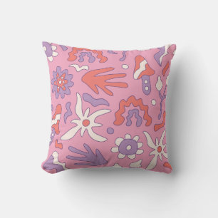 "Psychedelic Cushion Retro with Fungi and Flowers