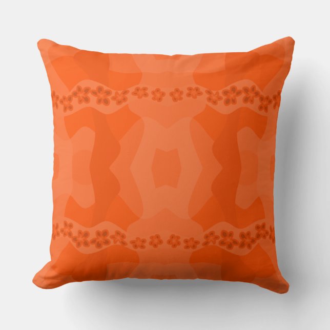 Psychedelic Daisy Chain Patchwork - Orange Cushion (Front)
