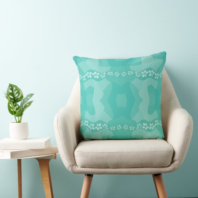 Psychedelic Daisy Chain Patchwork - Teal Cushion (Chair)