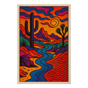 Psychedelic Desert Landscape Poster