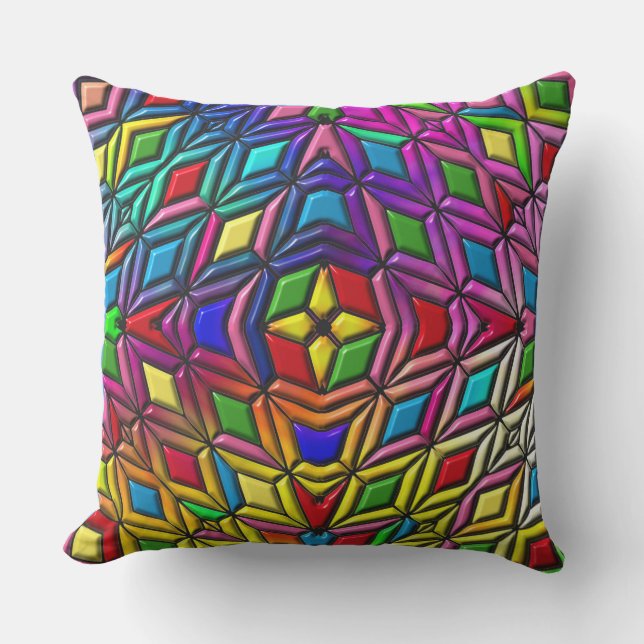 psychedelic diamonds outdoor pillow  (Front)