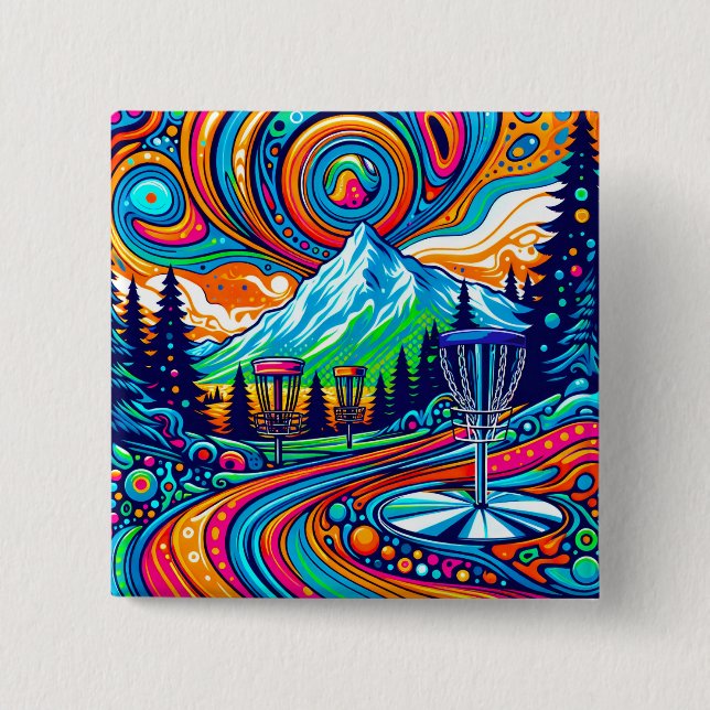 Psychedelic Disc Golf Course  15 Cm Square Badge (Front)