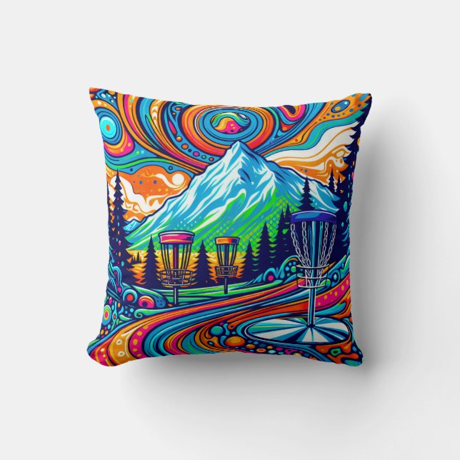 Psychedelic Disc Golf Course Cushion (Front)