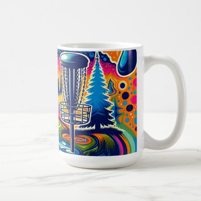 Psychedelic Disc Golf Course in the Mountains Coffee Mug (Right)