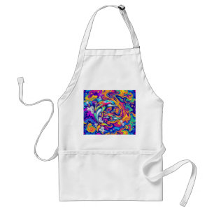 Psychedelic Dolphins in Vivid Ocean Swirls Standard Apron
