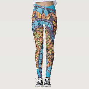 Psychedelic, doodle art, boho, abstract design leggings