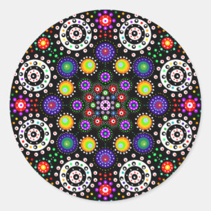Psychedelic Dot Mandala  Classic Round Sticker