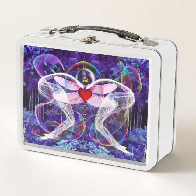 “Psychedelic Dragon Fly Rain Forest” Metal Lunch Box (Front)
