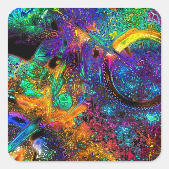 Psychedelic dream - Motocross Racer Square Sticker (Front)