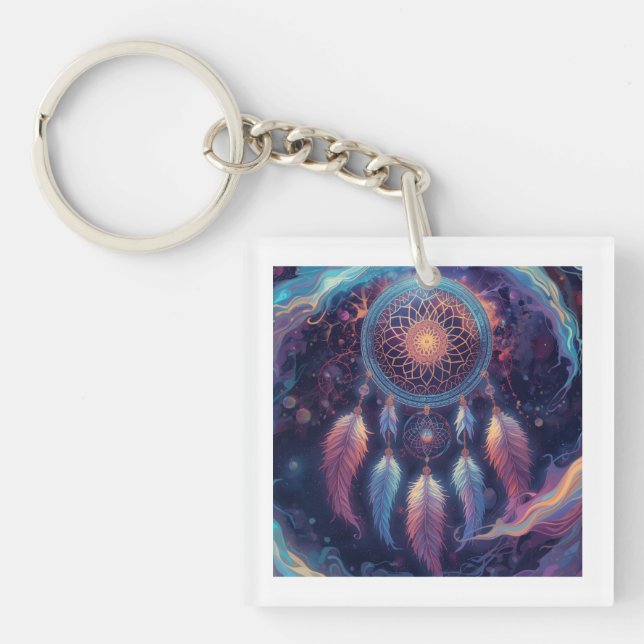 psychedelic dreamcatcher design  key ring (Front)