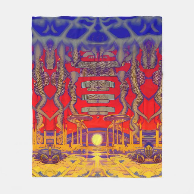 Psychedelic Dreamland Fleece Blanket (Front)