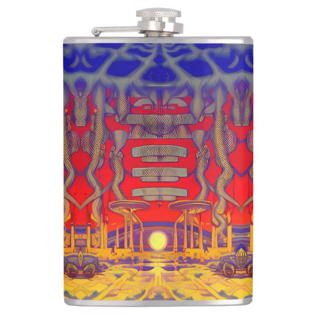 Psychedelic Dreamland Hip Flask (Front)
