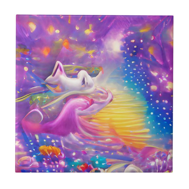 Psychedelic dreams colourful madness abstract art ceramic tile (Front)