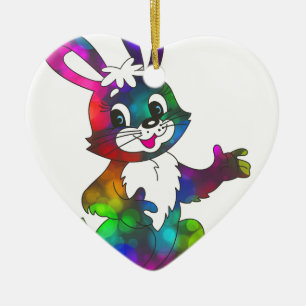 psychedelic easter bunny ceramic tree decoration