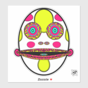 Psychedelic Egg Face Weird Cartoon Character