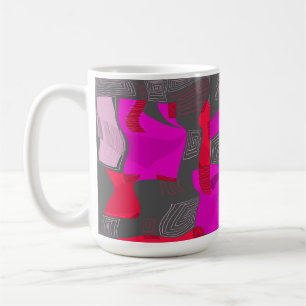 Psychedelic Egyptian Collage: Fuchsia Red Grey Coffee Mug