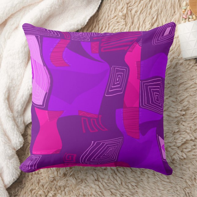 Psychedelic Egyptian Collage - Purple Fuchsia  Cushion (Blanket)