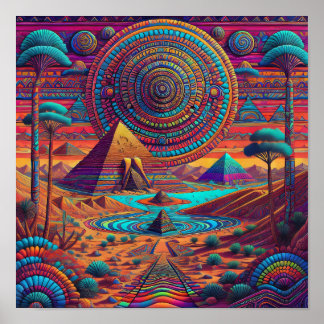 Psychedelic Egyptian Landscape Poster